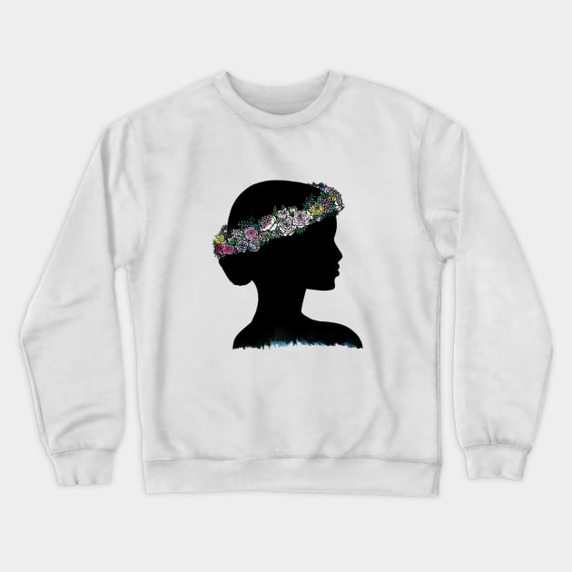 flower crown silhouette Crewneck Sweatshirt by CasValli